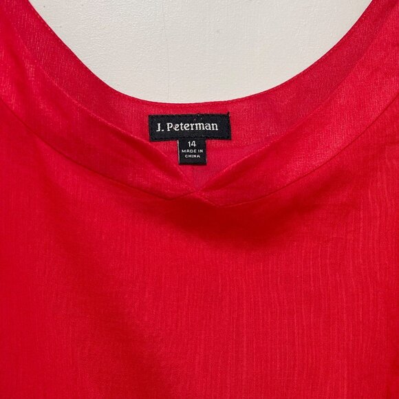 J. Peterman Red Sleeveless Scoop Neck Cotton Fit & Flare Midi Dress Size 14 - Picture 4 of 9